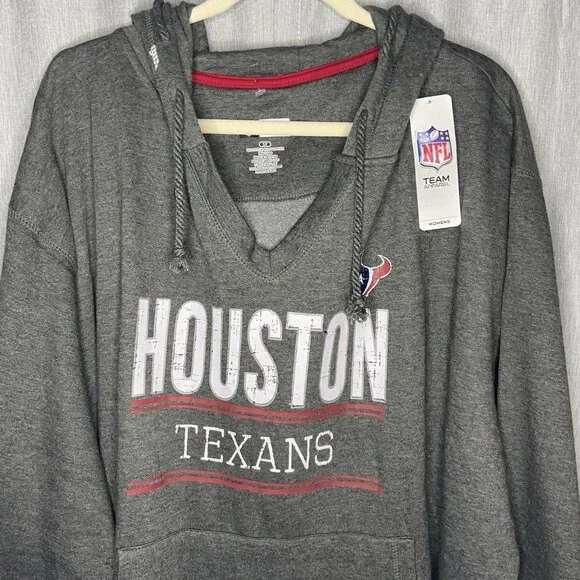 NWT Houston Texans NFL Apparel Raw Hem Hoodie Gray Sweatshirt Women’s Plus 3X - Picture 2 of 11